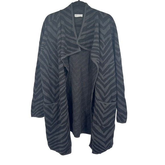 Rafaella XL Womens Zebra Chevron Print Knit Open Front Cardigan Sweater - Picture 1 of 7